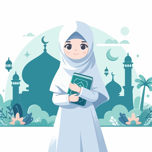 a flat design of muslim woman