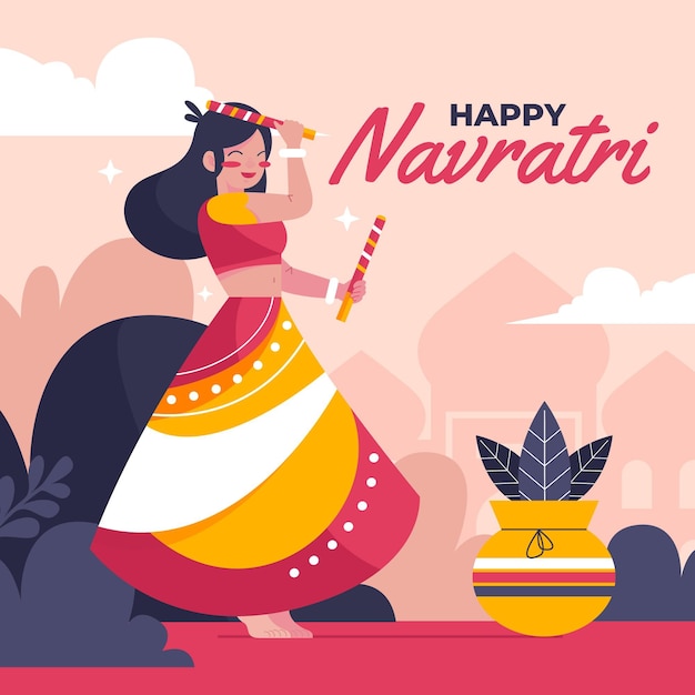 Flat design navratri background