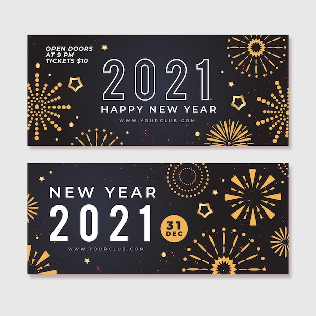 Flat design new year 2021 party banners template