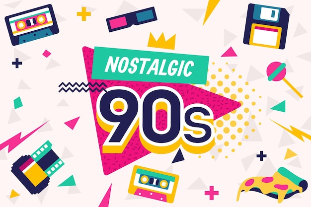 Vector flat design nostalgic 90's background