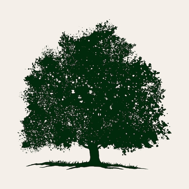 Flat design  oak tree silhouette