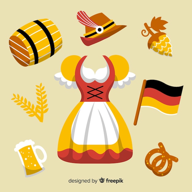 Flat design oktoberfest element collection