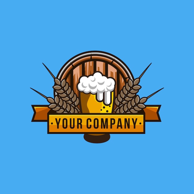 Flat design oktoberfest logo template