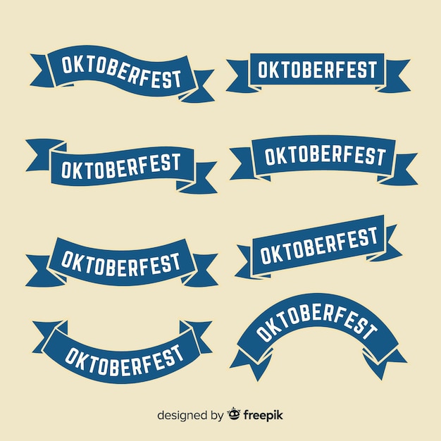 Flat design oktoberfest ribbon collection