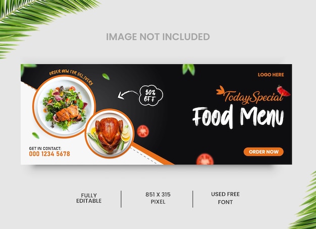 Vector flat design organic food facebook cover template