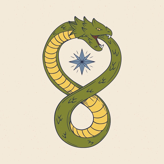 Flat design ouroboros illustration