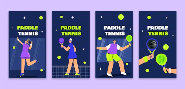 Flat design paddle tennis instagram stories