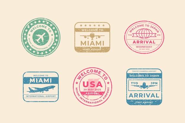 Flat design passport stamp