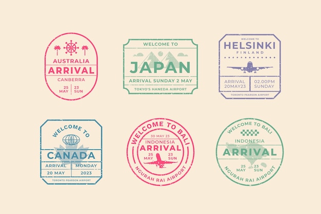 Flat design passport stamp