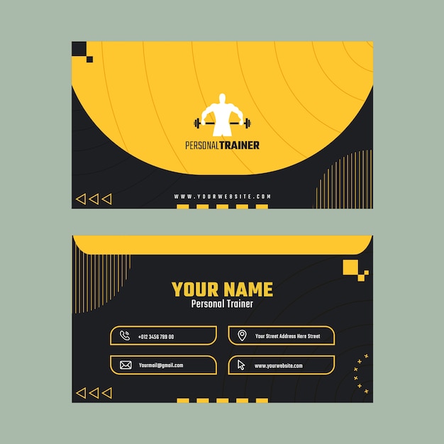 Flat design personal trainer horizontal business card