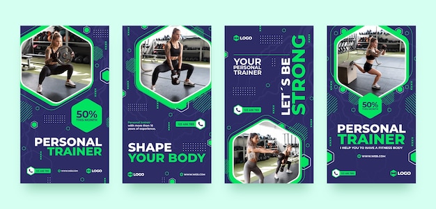 Flat design personal trainer instagram stories template