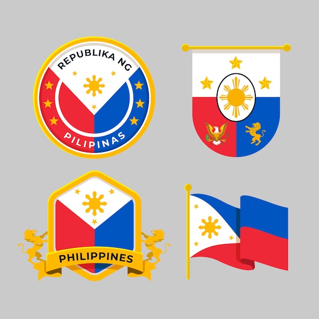 Flat design philippine national emblems