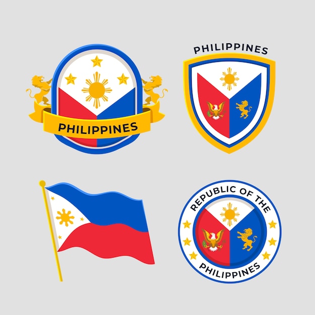 Flat design philippine national emblems