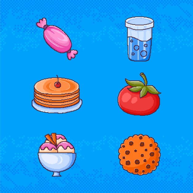 Flat design pixel art food illustration