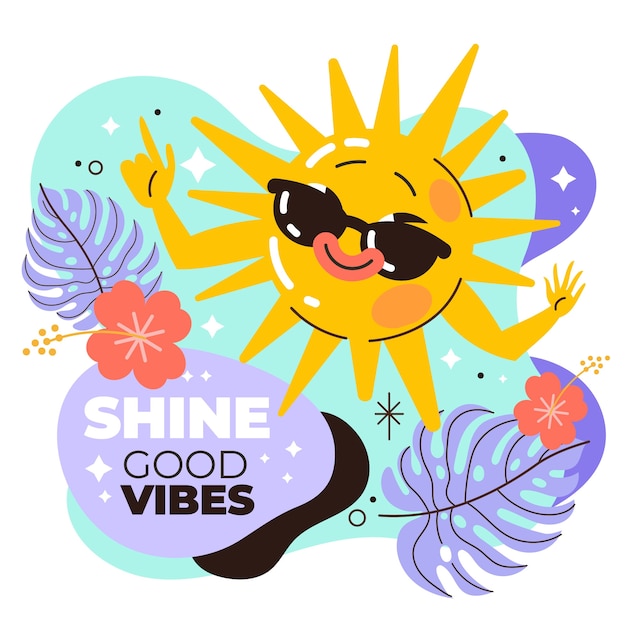 Flat design positive vibes illustration