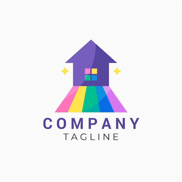 Flat design printing house logo design template