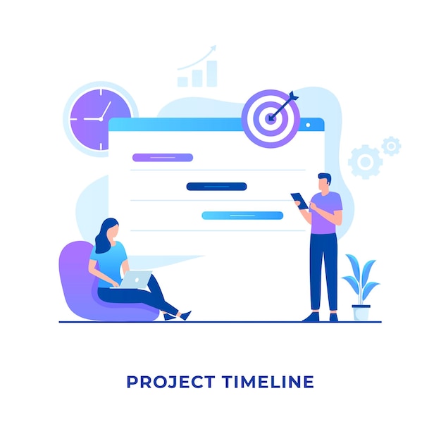 Flat design of project timeline concept. Illustration for websites, landing pages, mobile applications, posters and banners