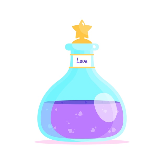 Flat design purple love potion illustration