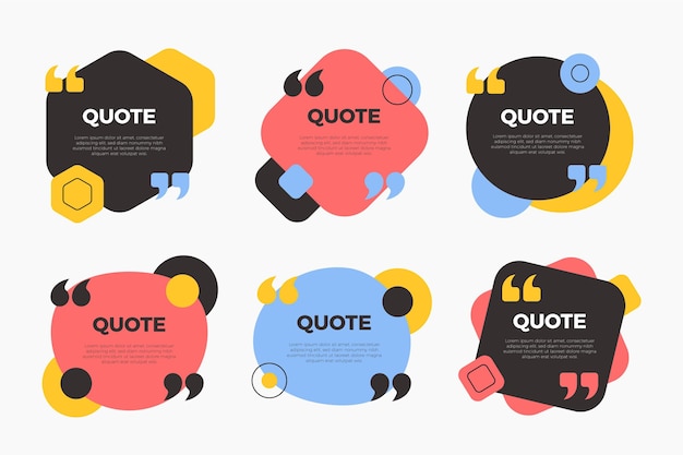 Flat design quote box frame collection