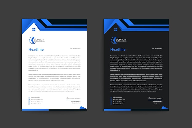 Flat design real estate letterhead with Gradient Color