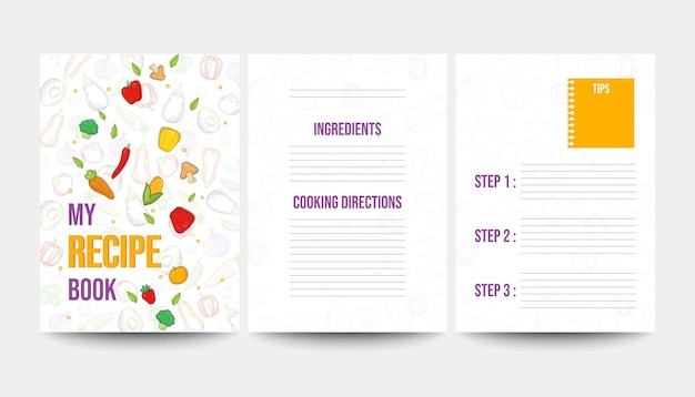 Vector flat design recipe book template vector