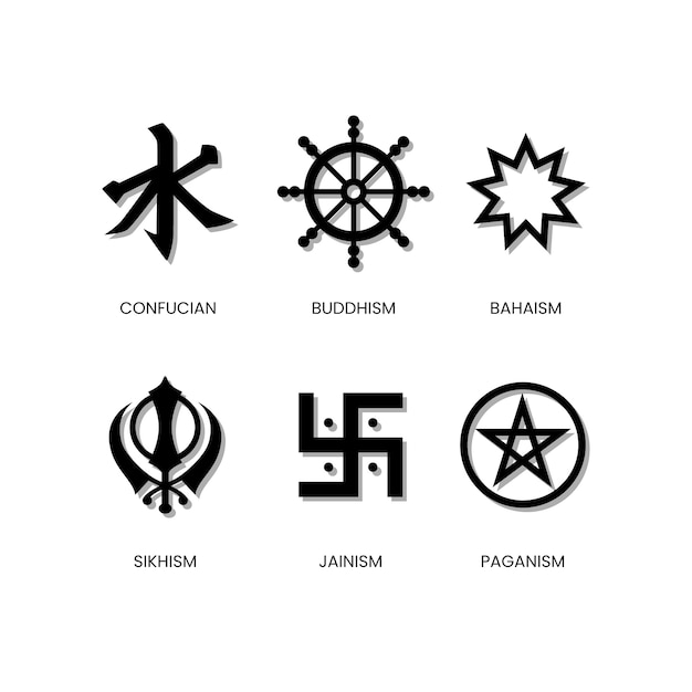 Flat design religious symbol collection