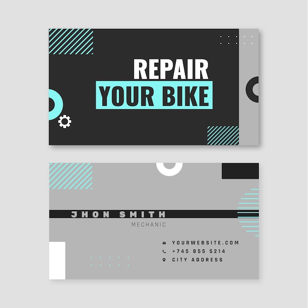 Flat design repair shop horizontal business card