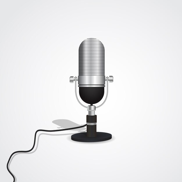 Flat design retro studio microphone illustration on isolated background