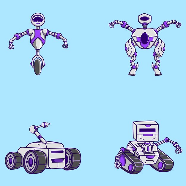 Flat design robot character collection vector cartoon