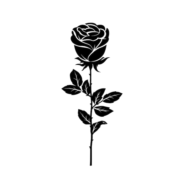 Vector flat design rose silhouette