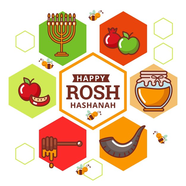 Vector flat design rosh hashanah concept