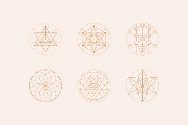 Flat design sacred geometry element collection