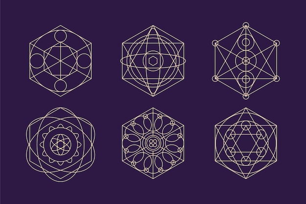 Flat design sacred geometry element collection