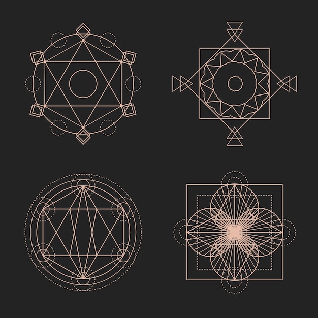 Flat design sacred geometry element collection