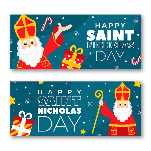 Flat design saint nicholas day banner template