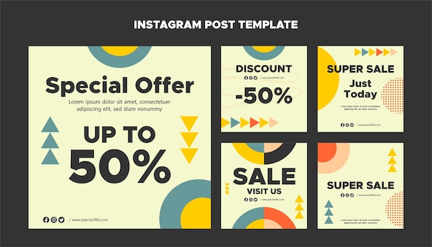 Flat design sale instagram post template