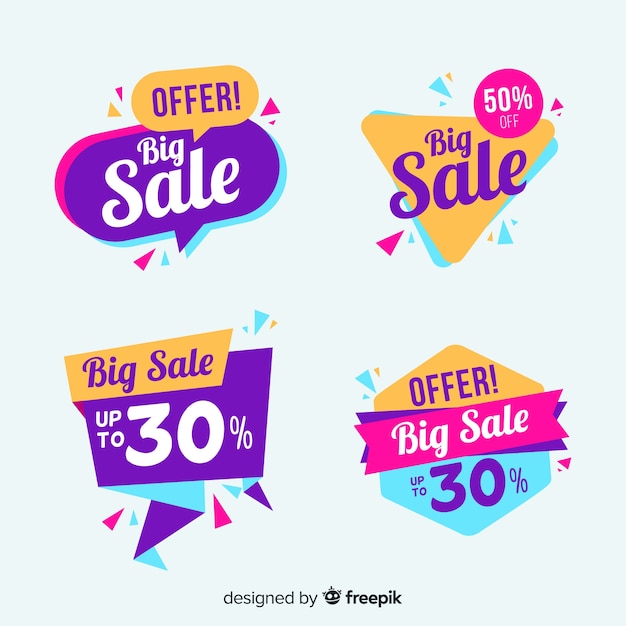 Flat design sale label collection