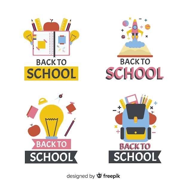 Flat design school logo collection