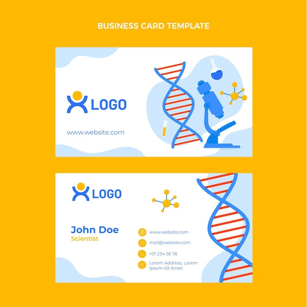 Flat design science business card horizontal