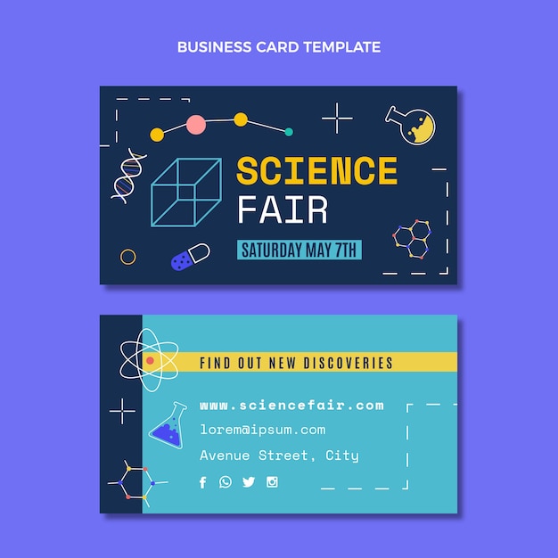 Flat design science business card horizontal