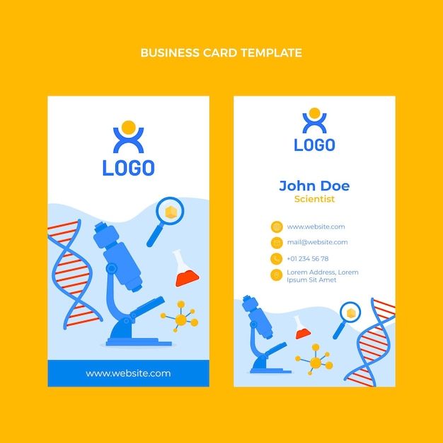 Flat design science business card vertical