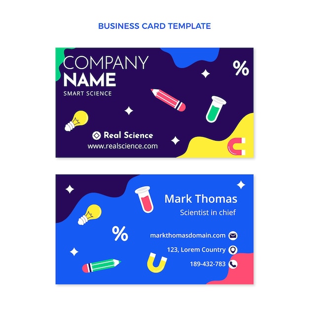 Flat design science horizontal business card