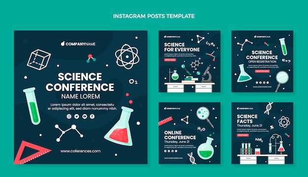 Flat design science instagram posts