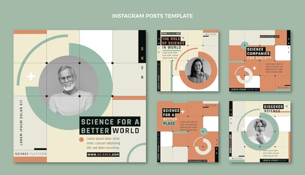 Flat design science instagram posts