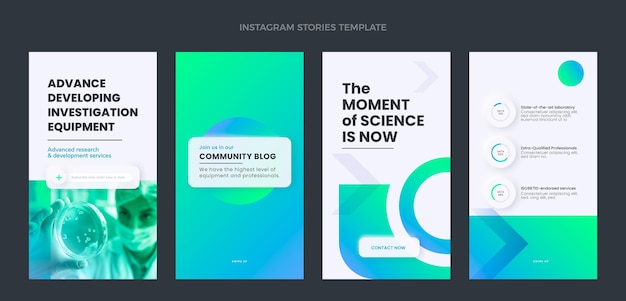 Flat design science instagram stories template