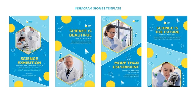 Flat design science instagram stories