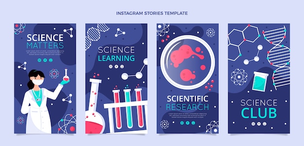 Flat design science instagram stories