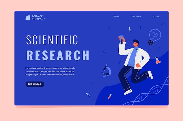 Flat design science landing page template