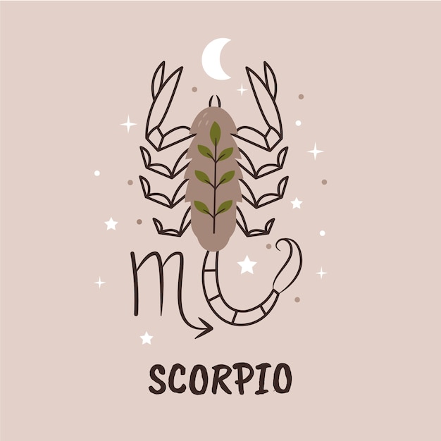 Vector flat design scorpio logo with leaves