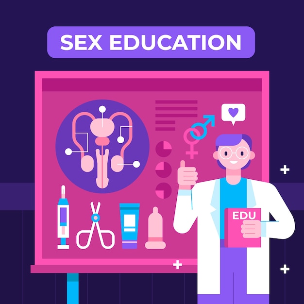 Vector flat design sex education illustration